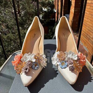 New Anthropologie Pokemaoke Chantelle Formal Flower Heels Womens 8